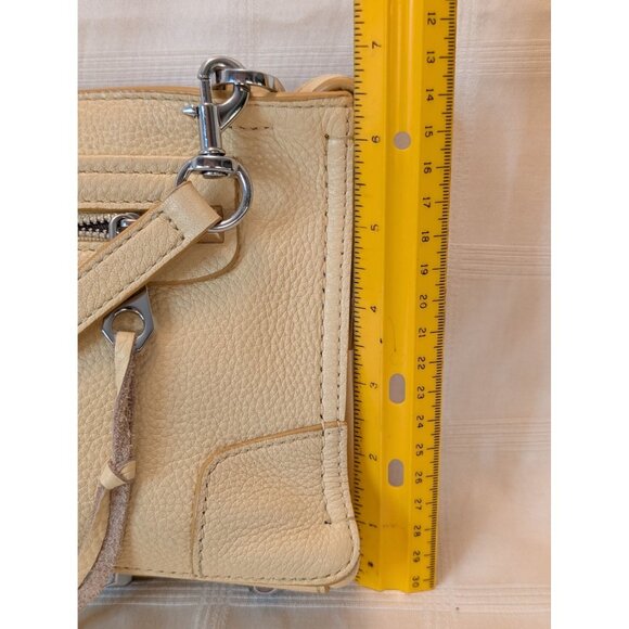 Rebecca Minkoff Crossbody Bag Buttery Yellow Leather Silver Accents Adj. Strap - Picture 8 of 11
